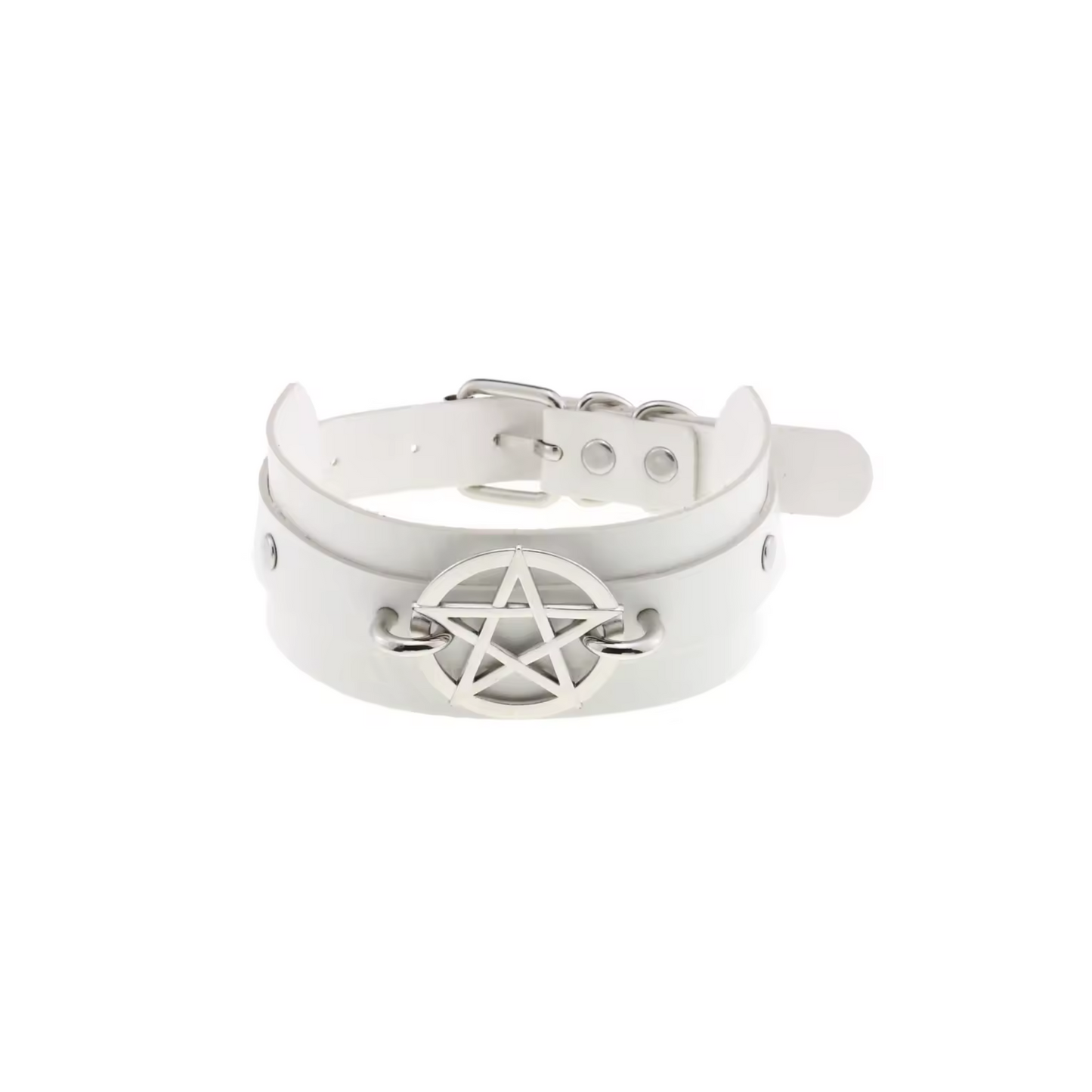 Faux Leather Thick Pentagram Choker